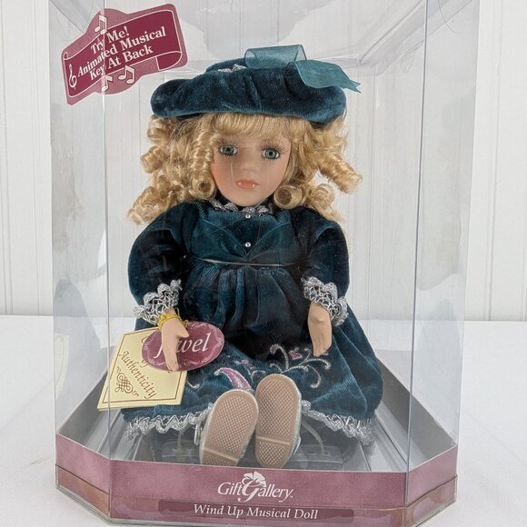 Vintage Porcelain Wind Up Musical Doll Jewel The Magic Flute Gift Gallery in Box - Picture 1 of 10